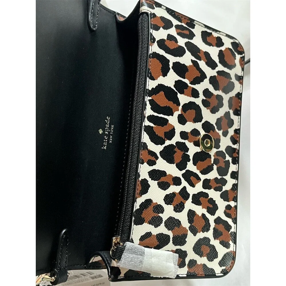 SOLD 
Kate Spade New York Madison Small Flap Crossbody Bag Black Leopard Print - Picture 7 of 10